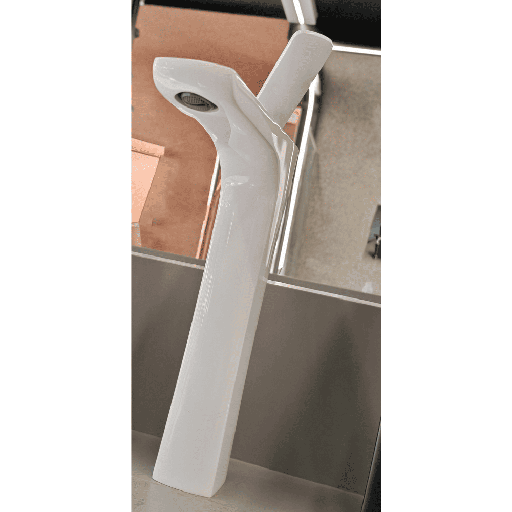 خلاط مرتفع أبيض مع يد كروم لامع 1f01800 (6) خلاط مرتفع أبيض مع يد كروم لامع