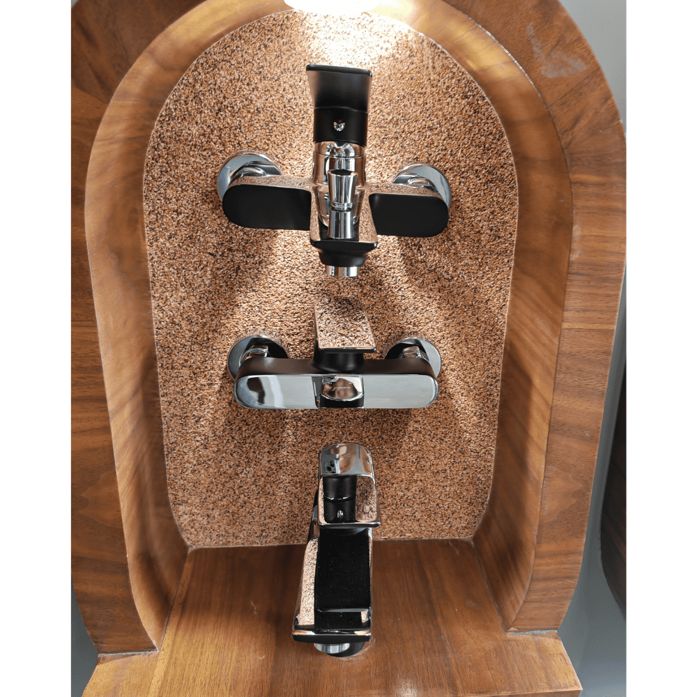 طقم خلاطات حمام أسود مع يدات كروم لامع 1C041000 (2) طقم خلاطات حمام أسود مع يدات كروم لامع