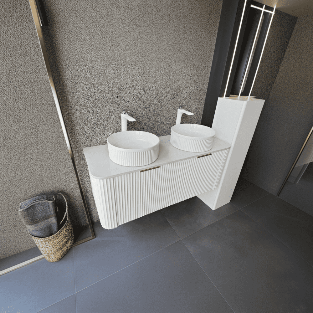 مغسلة حمام أبيض مزدوجة بحوضين مع كبد داخلي – SC42 (11) مغسلة حمام أبيض بحوضين مع كبد 120-150 سم