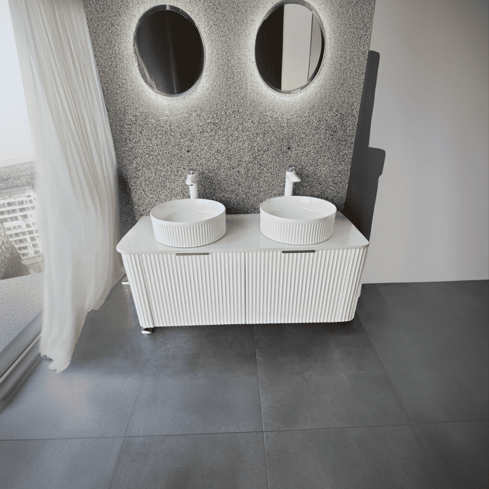 مغسلة حمام أبيض مزدوجة بحوضين مع كبد داخلي – SC42 (9) مغسلة حمام أبيض بحوضين مع كبد 120-150 سم