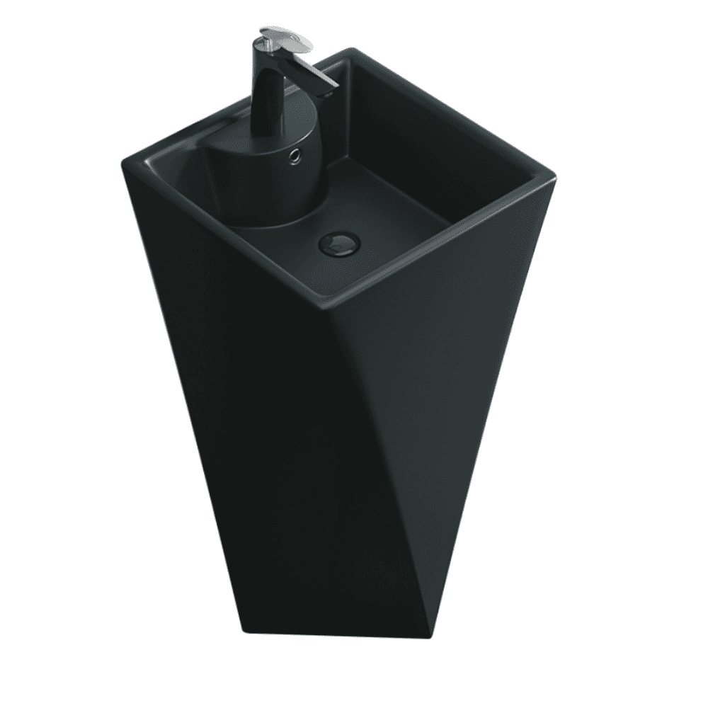 مغسلة حمام اسود مطفي وابيض مرخم V7020-2B (6) مغسلة حمام سداسي