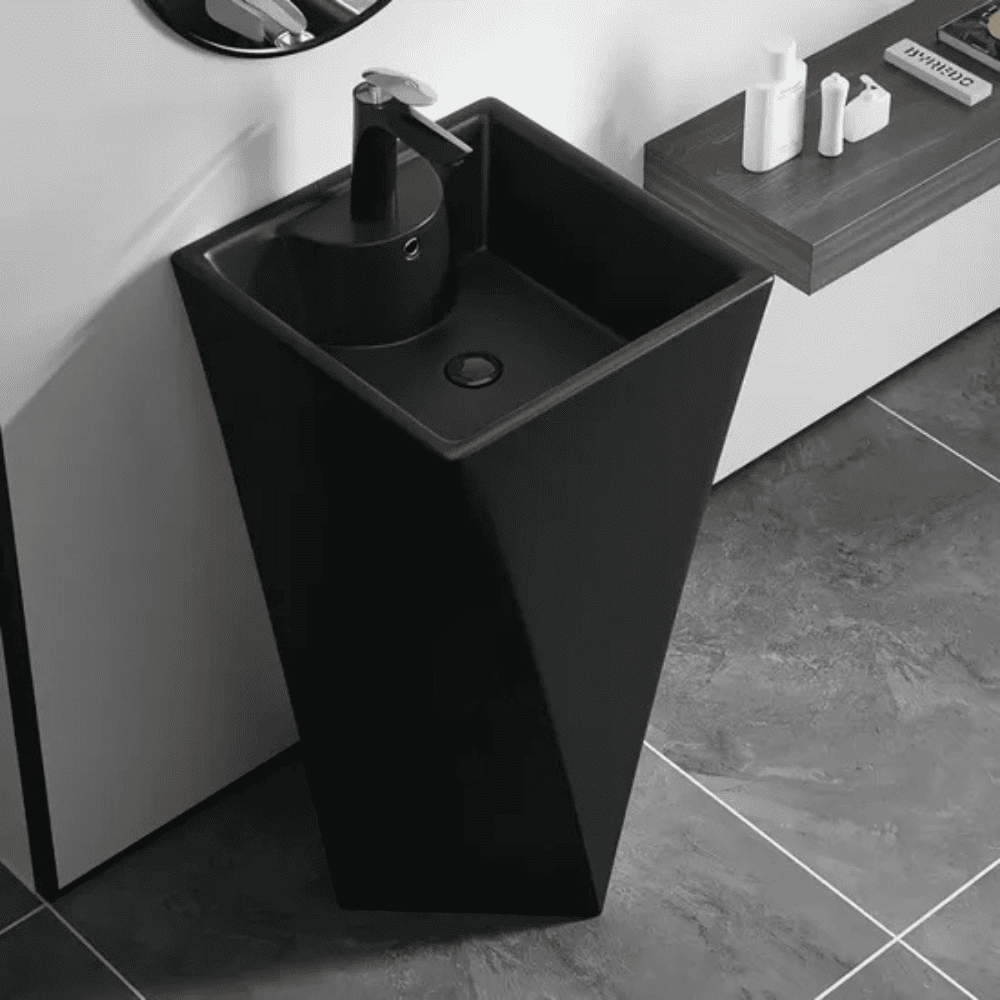 مغسلة حمام اسود مطفي وابيض مرخم V7020-2B (8) مغسلة حمام سداسي