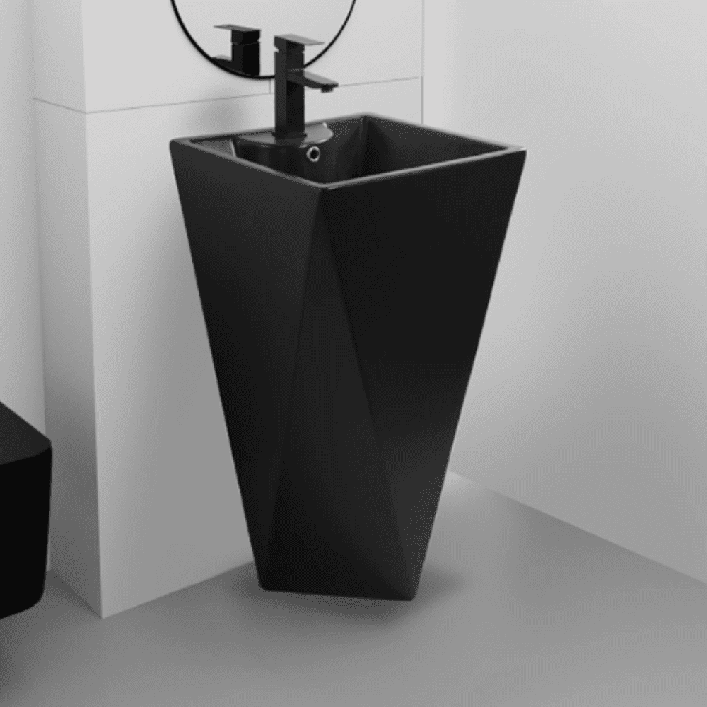 مغسلة حمام اسود مطفي وابيض مرخم V7020-2B (9) مغسلة حمام سداسي