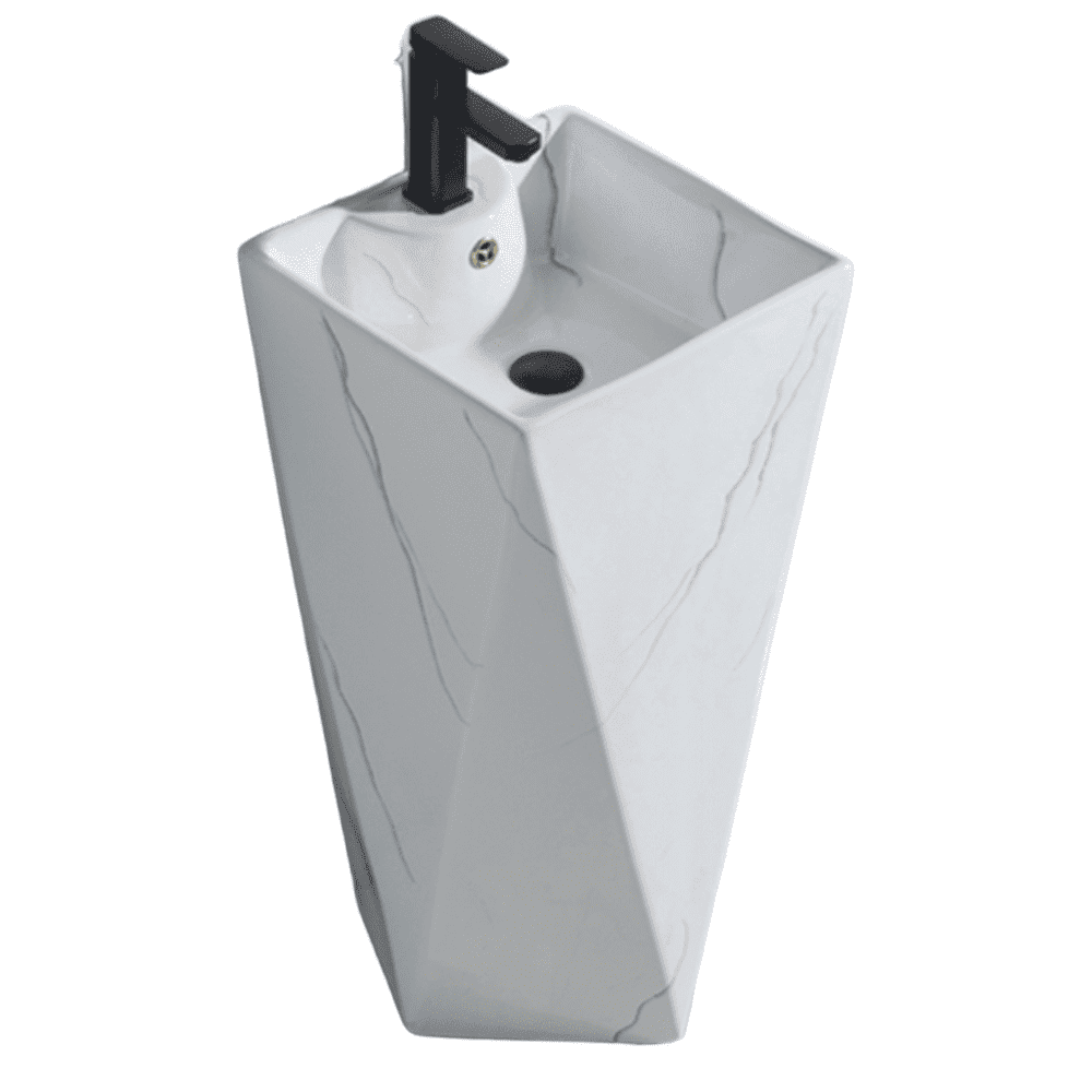 مغسلة حمام اسود مطفي وابيض مرخم V7020-2M (12) مغسلة حمام سداسي