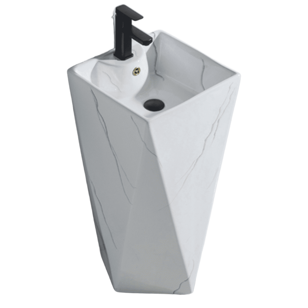 مغسلة حمام اسود مطفي وابيض مرخم V7020-2M (13) مغسلة حمام سداسي