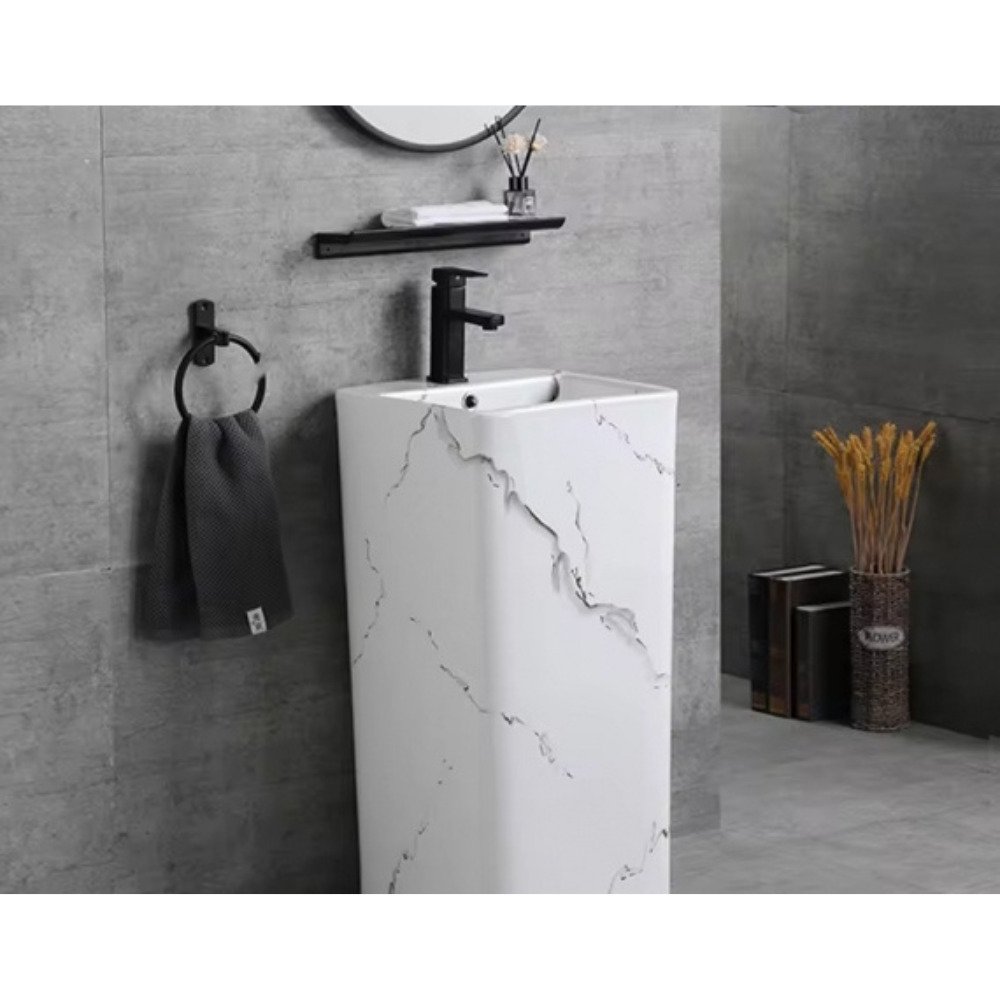 مغسلة حمام بيضاء مرخم فاخرة V7004-2M (3) مغسلة حمام بيضاء مرخم فاخرة