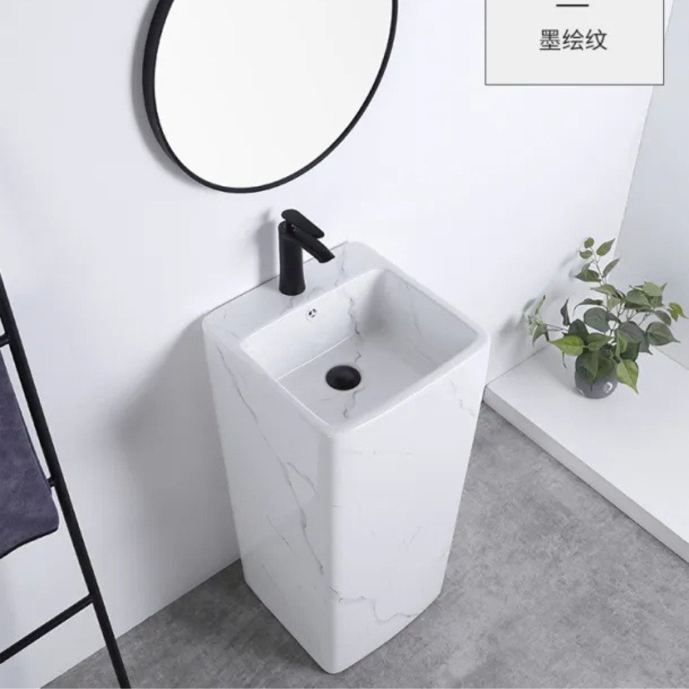 مغسلة حمام بيضاء مرخم فاخرة V7004-2M (4) مغسلة حمام بيضاء مرخم فاخرة