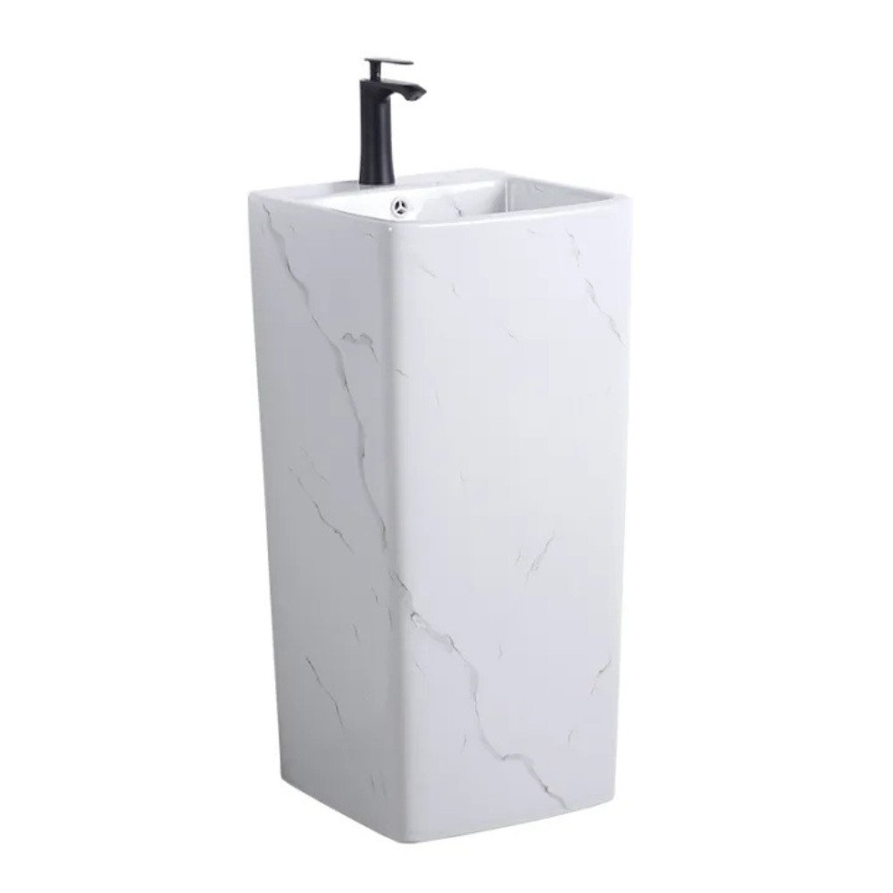 مغسلة حمام بيضاء مرخم فاخرة V7004-2M (5) مغسلة حمام بيضاء مرخم فاخرة